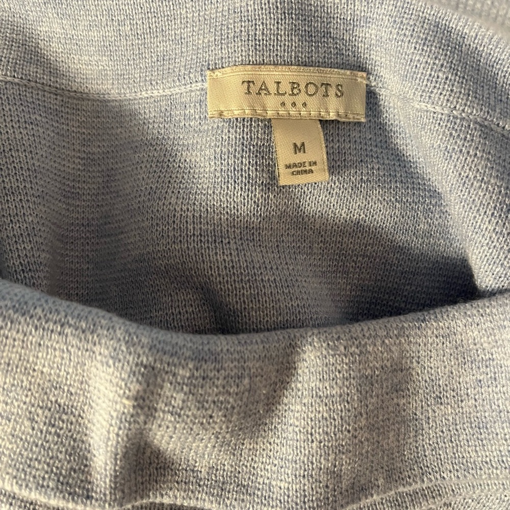 Talbots Light Blue Cowl Neck Sweater With 3/4 length sleeves